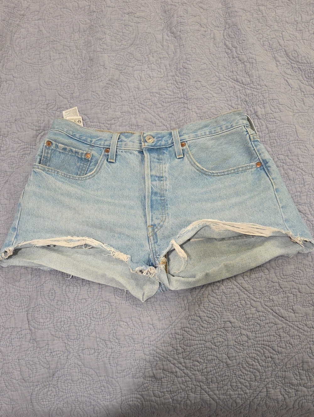 Levi's 501 Light Blue High-Rise Cutoff Denim Shorts Size 30!